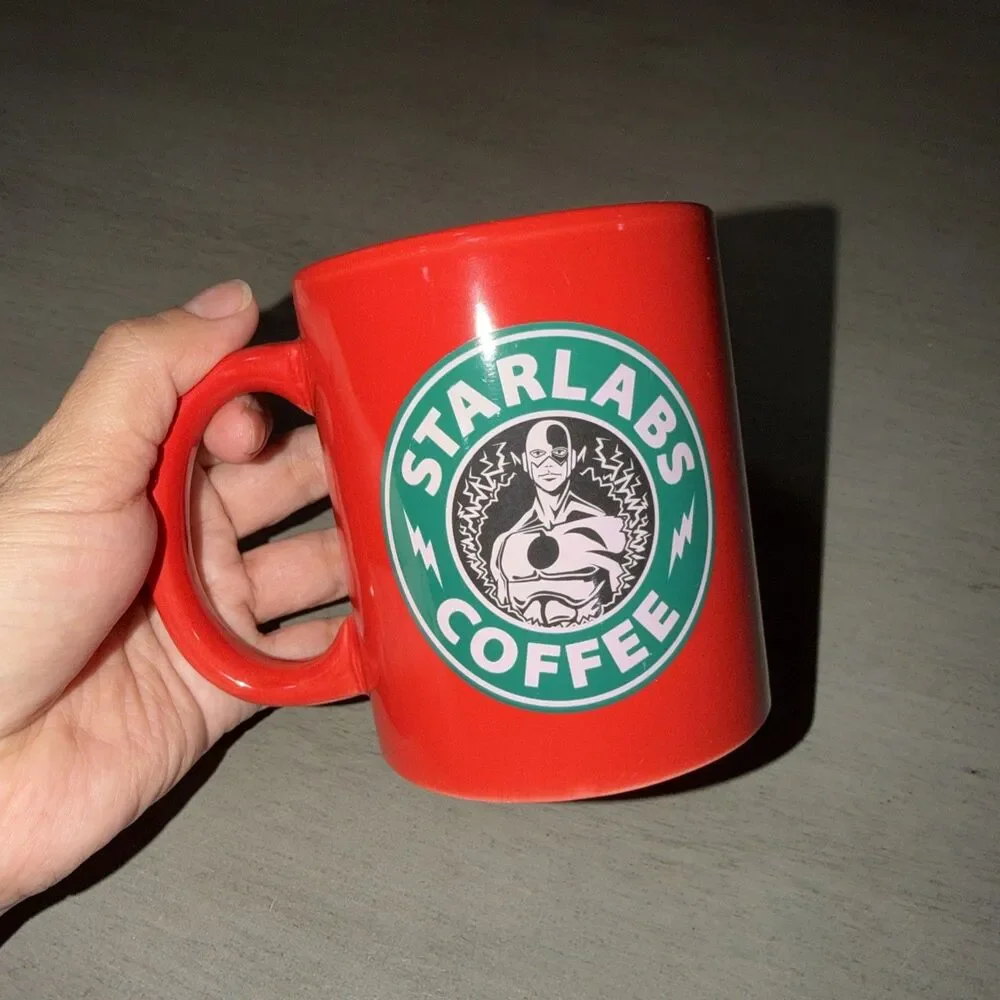 Starbucks mock The Flash Star Labs Coffee Red Mug/Cup DC Comics StarLabs